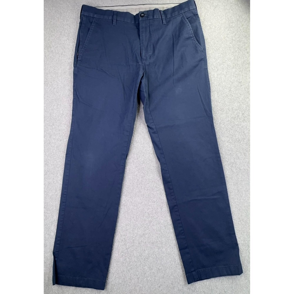 Cole Haan Grand OS Chino‎ Pants Mens 34×30 Navy Blue Flat Front Stretch Casual
